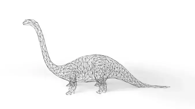 Bronchosaurus Wireframe Low-poly 3D model