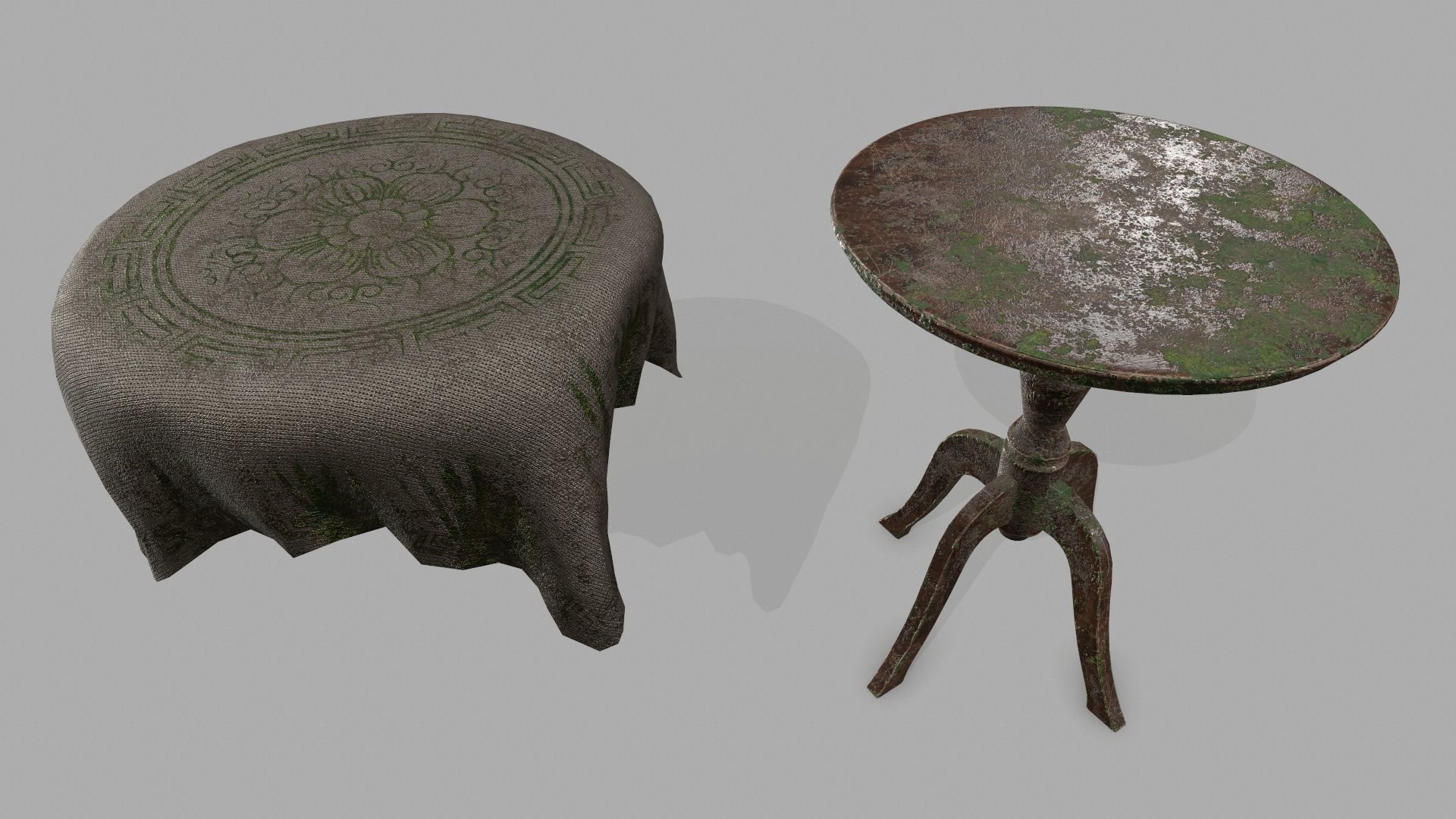 Table with cloth Low-poly 3D model_5