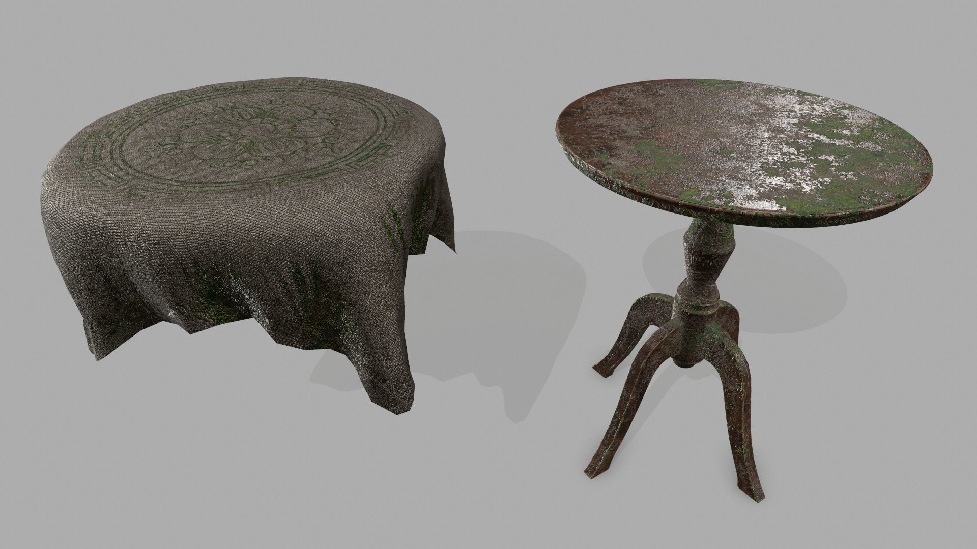 Table with cloth Low-poly 3D model_1