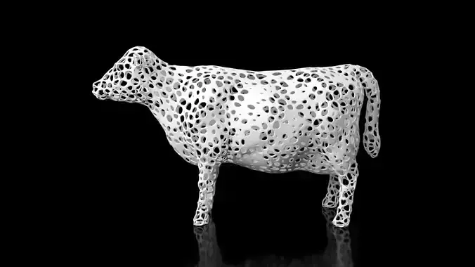 Cow Voronoi Low-poly 3D model