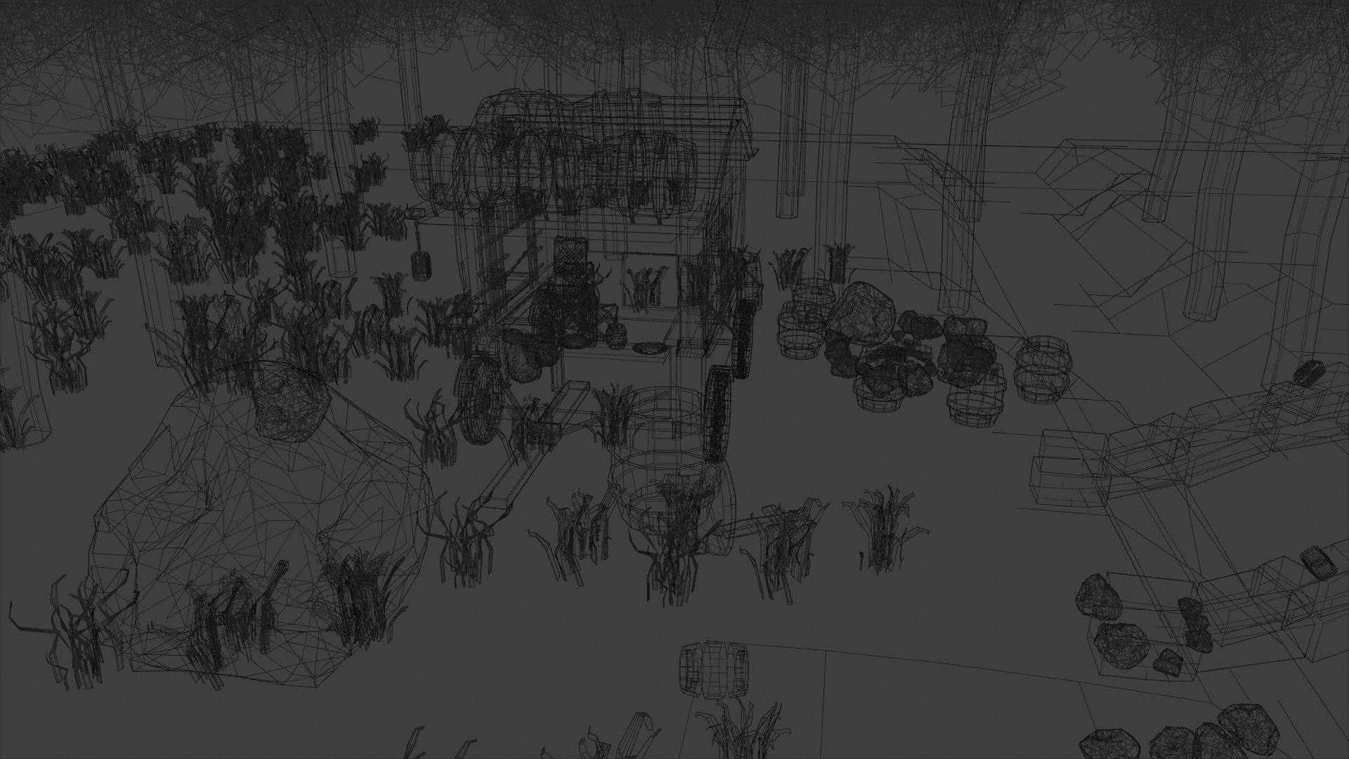 Medieval Carriage in Dark Forest 3D model_6