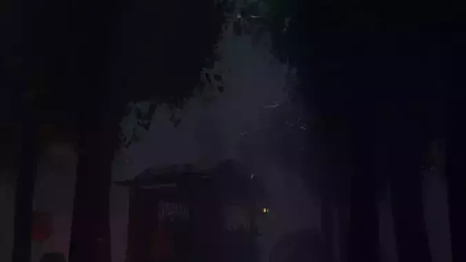 Medieval Carriage in Dark Forest