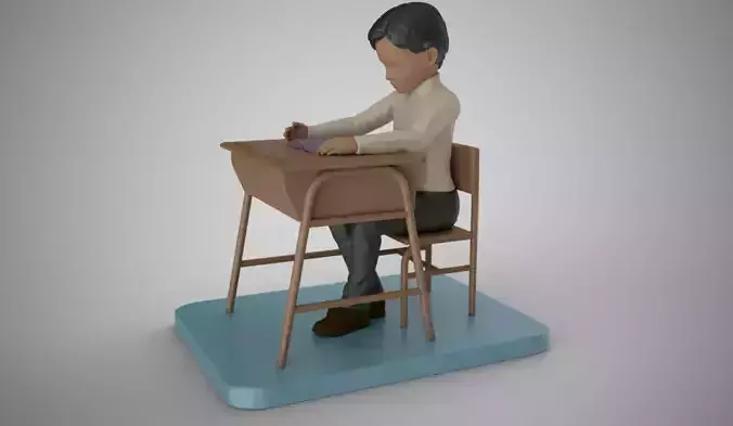 Little Boy Reading a Book 3D print model