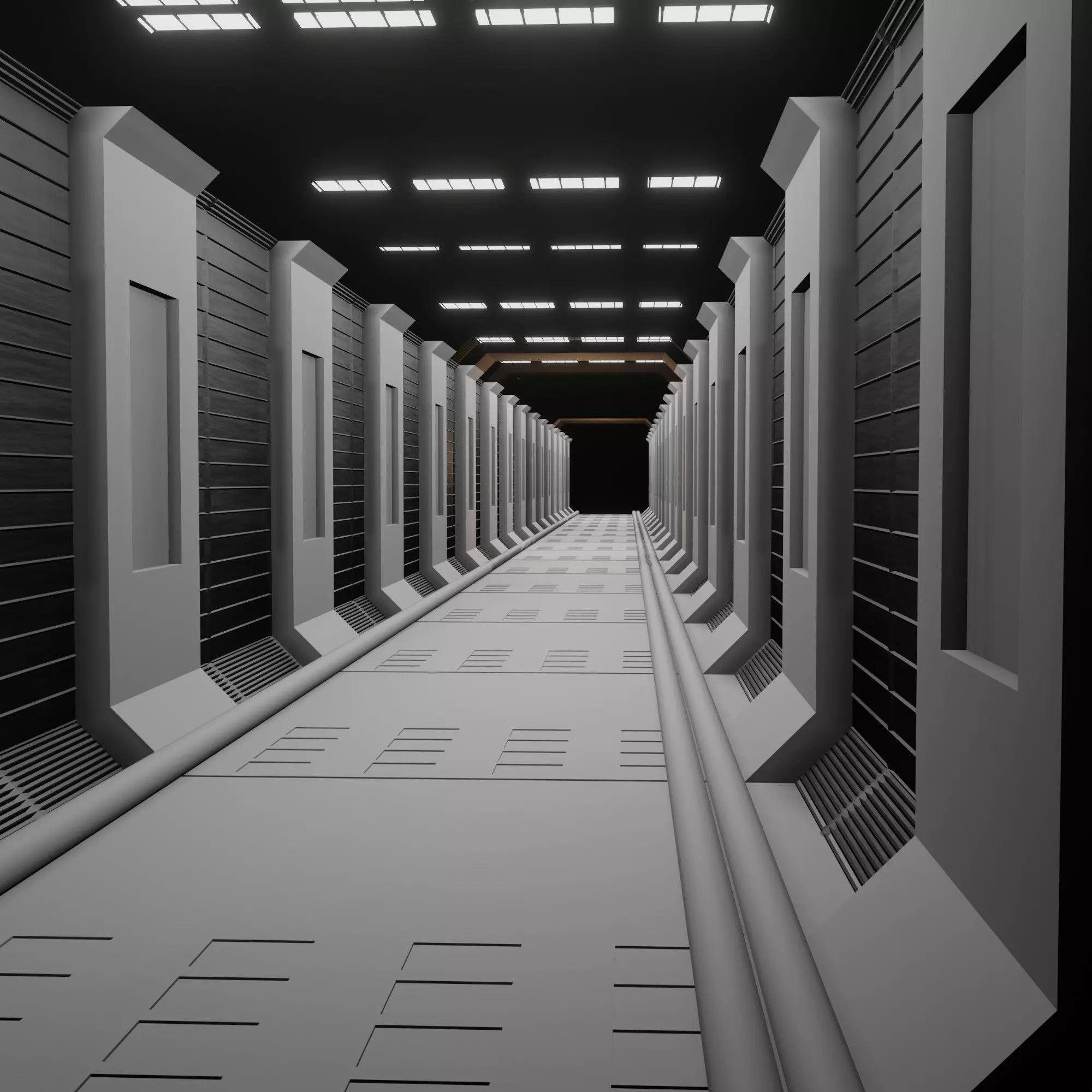 Modern sci fi corridor  Low-poly 3D model_0