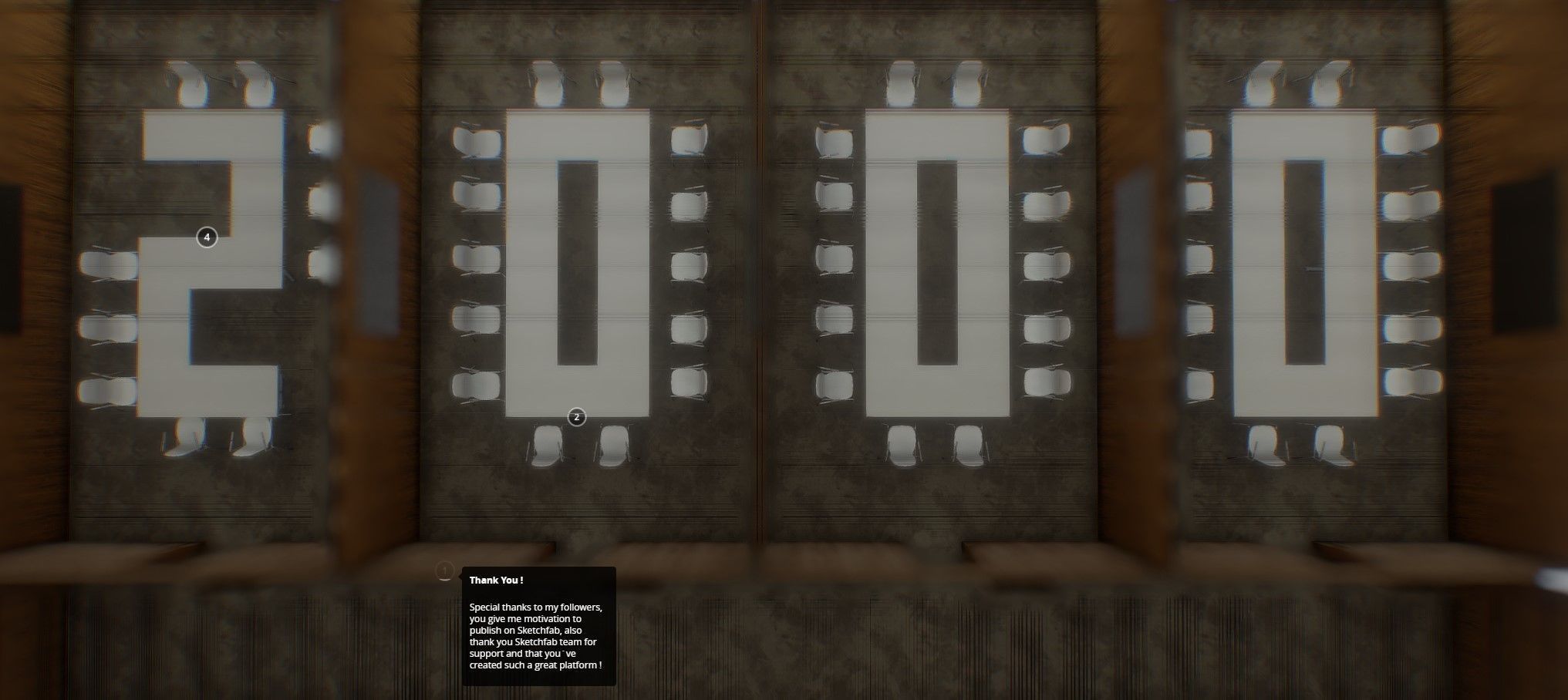 VR Conference Room Corona Max Scene and Baked Low-poly 3D model_5