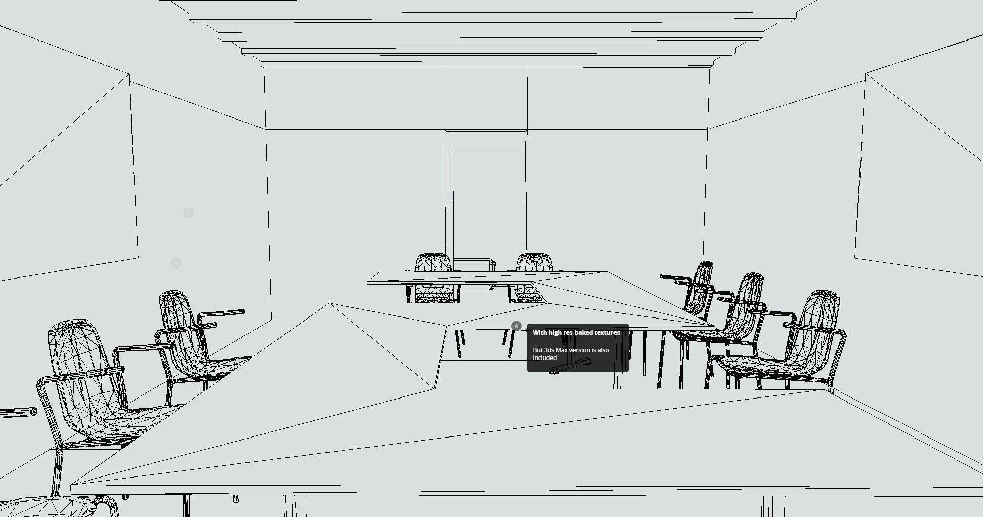 VR Conference Room Corona Max Scene and Baked Low-poly 3D model_9