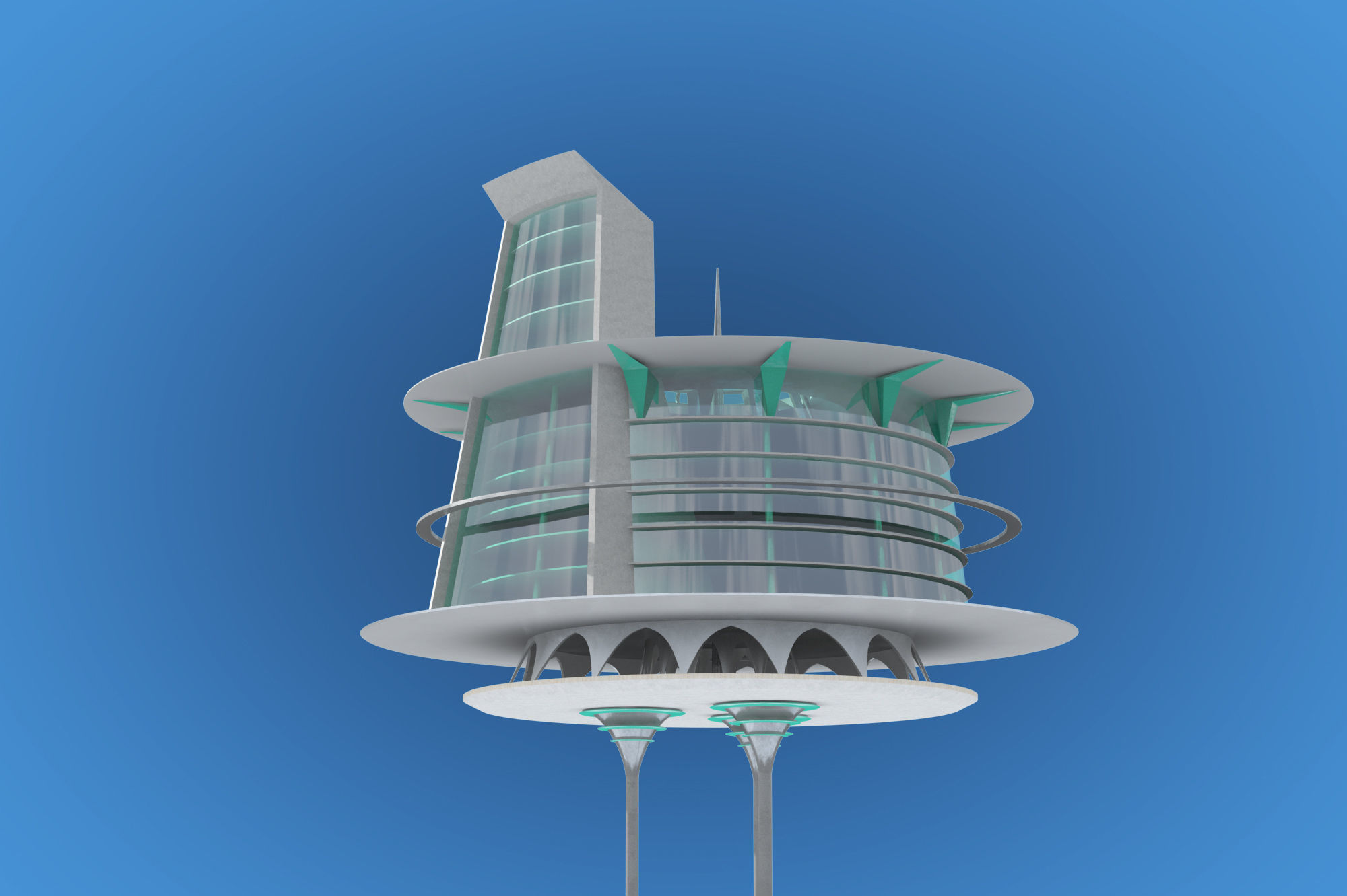 Futuristic Architecture Skyscraper 03 3D model_4