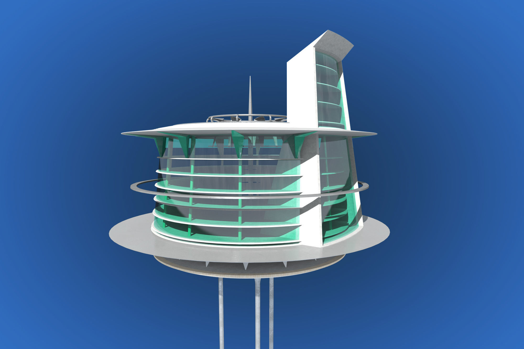 Futuristic Architecture Skyscraper 03 3D model_1