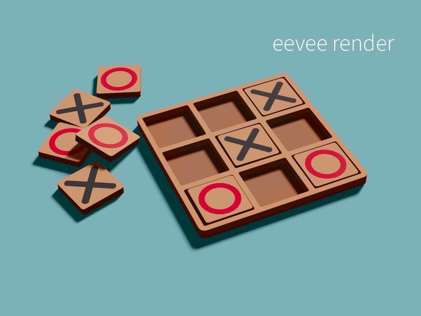 TRIS - tip tap toe - minimal low poly wooden 3D game model Low-poly 3D model_3
