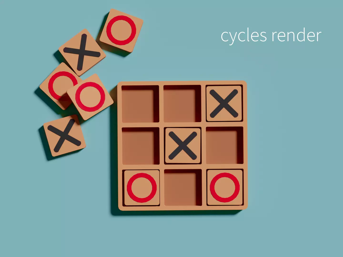 TRIS - tip tap toe - minimal low poly wooden 3D game model Low-poly 3D model_0