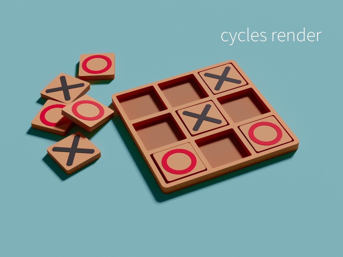 TRIS - tip tap toe - minimal low poly wooden 3D game model Low-poly 3D model_1