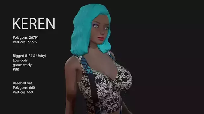 Keren Style IX  GIRL Low-poly 3D model