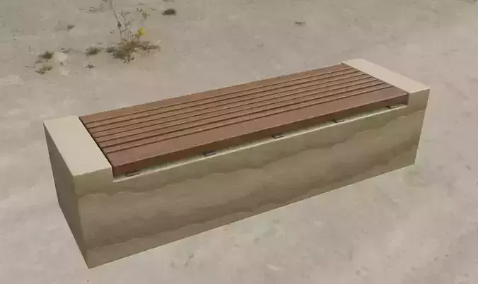 Bench -6- Wood on Sandstone Block