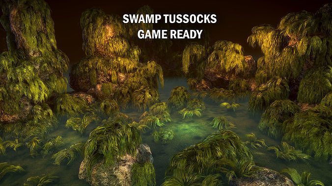 Swamp tussocks Low-poly 3D model