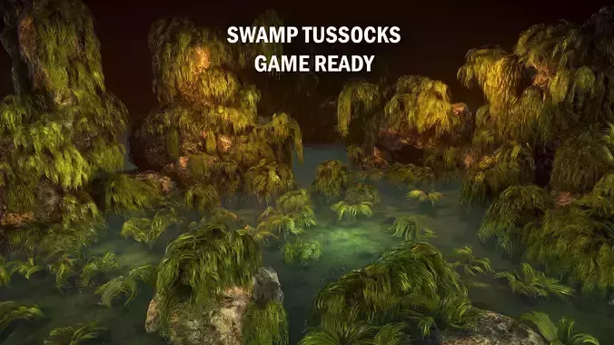 Swamp tussocks Low-poly 3D model