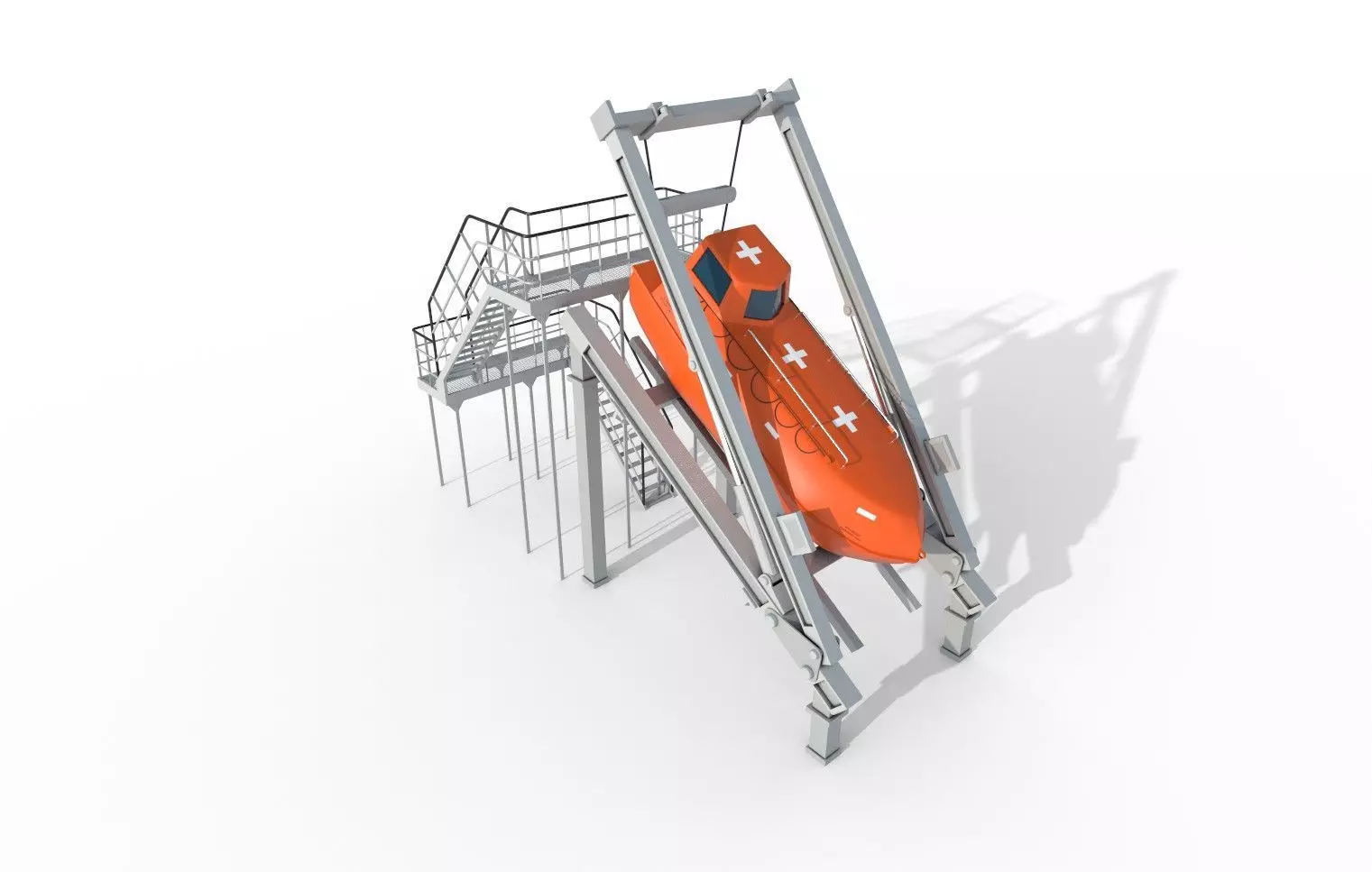 FREE-FALL LIFEBOAT Low-poly 3D model_0