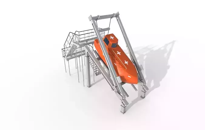 FREE-FALL LIFEBOAT Low-poly 3D model