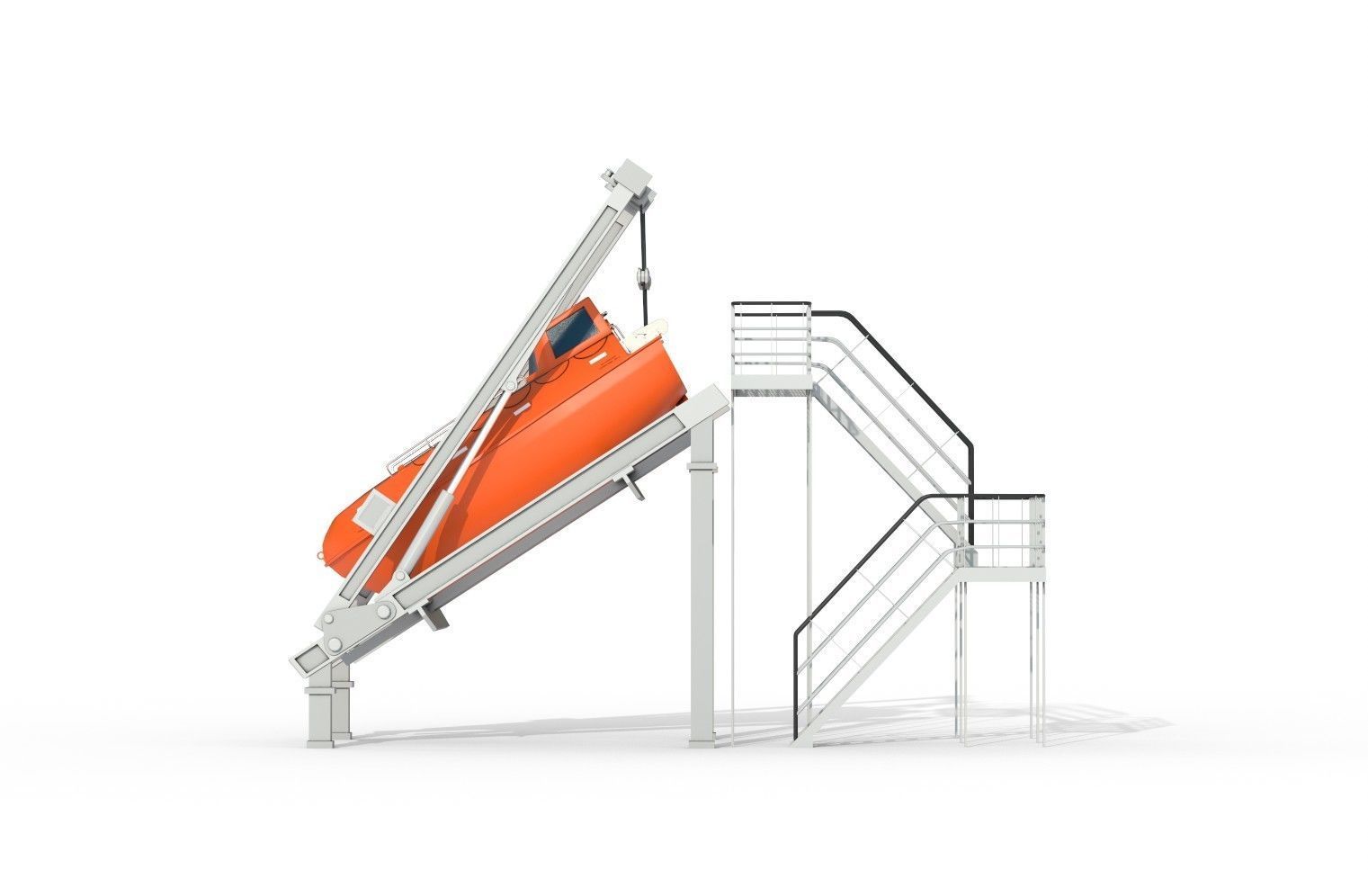 FREE-FALL LIFEBOAT Low-poly 3D model_4