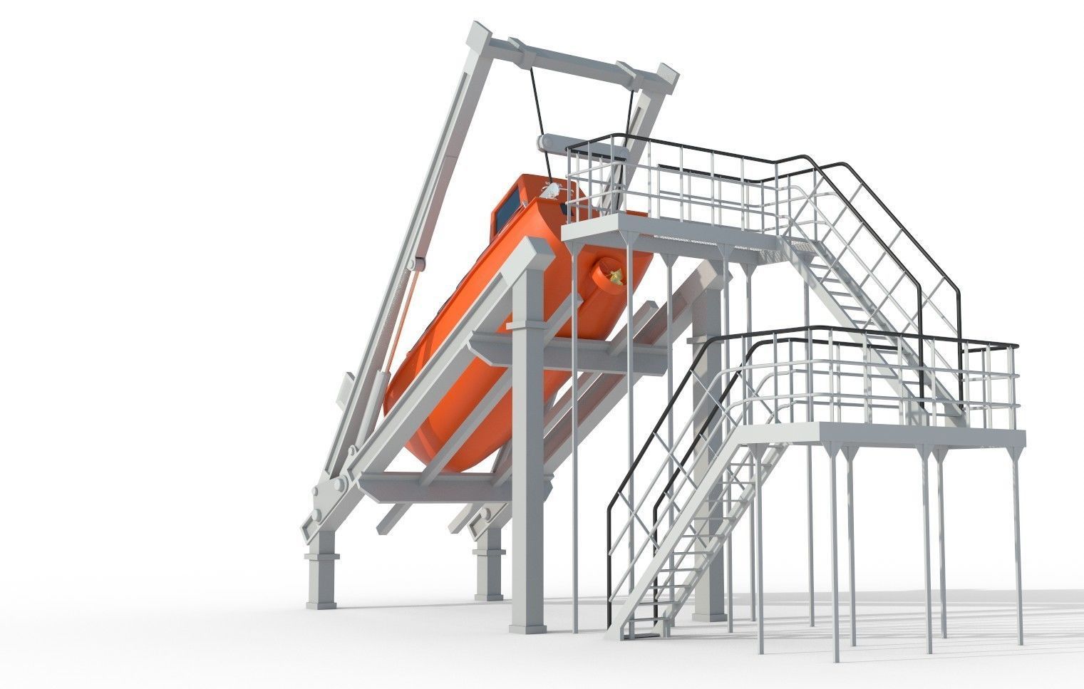 FREE-FALL LIFEBOAT Low-poly 3D model_5