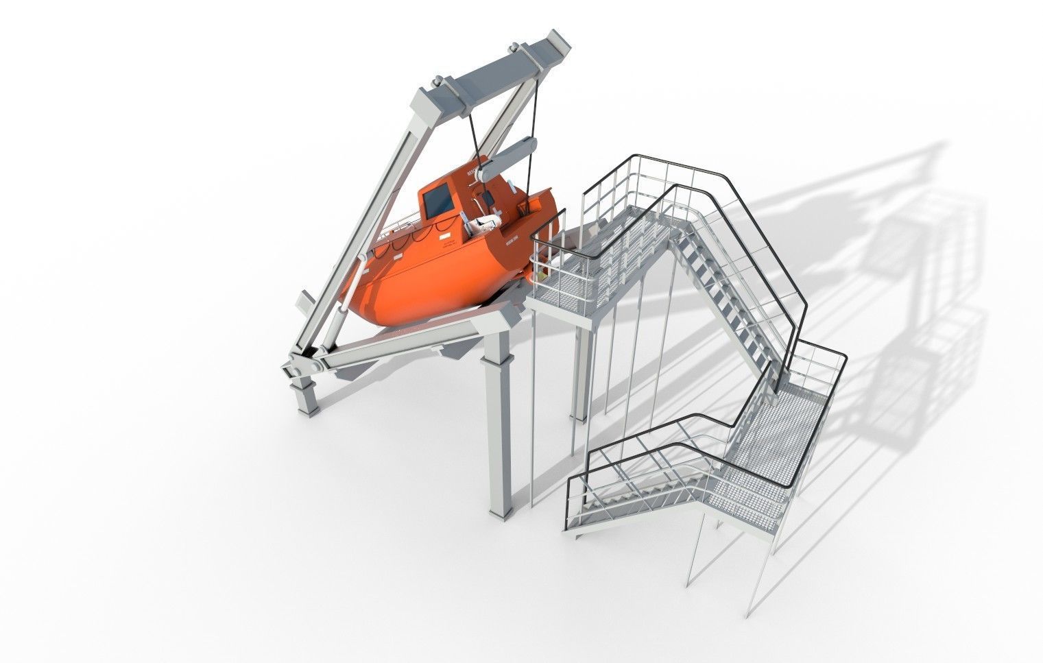 FREE-FALL LIFEBOAT Low-poly 3D model_3