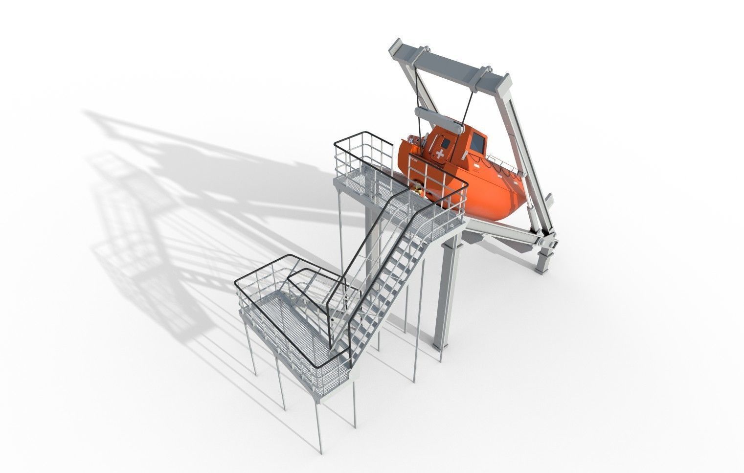 FREE-FALL LIFEBOAT Low-poly 3D model_1