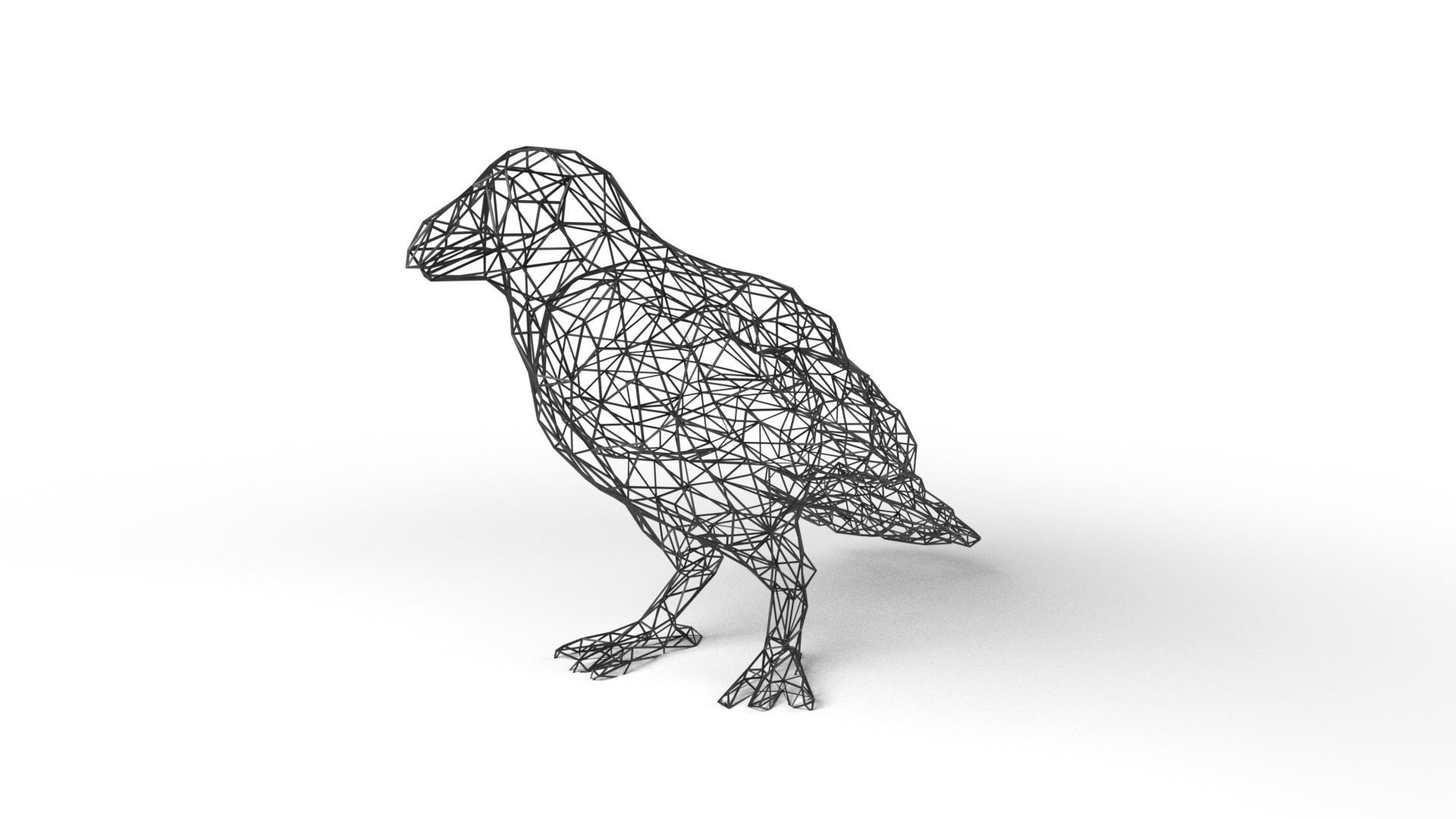 Crow Wireframe Low-poly 3D model_1