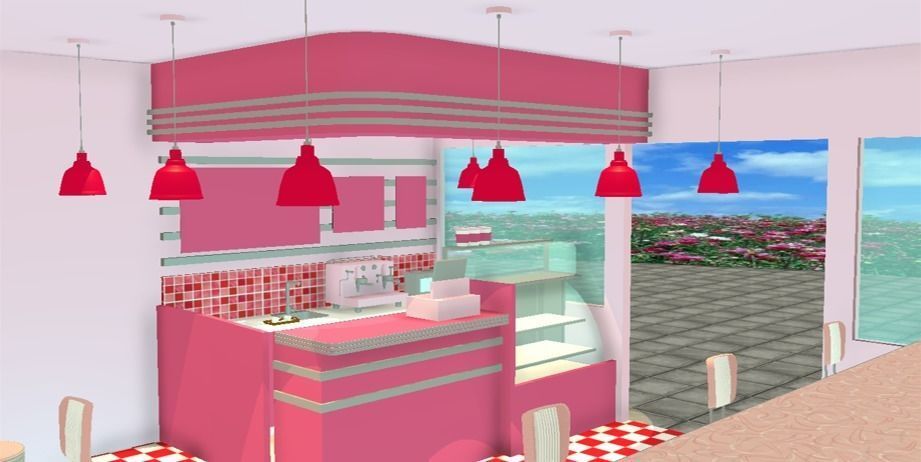 Retro Cafe Pink 3D model_4