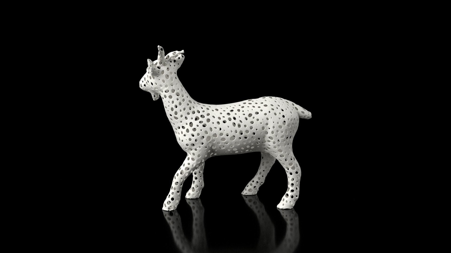 Goat Voronoi Low-poly 3D model_3