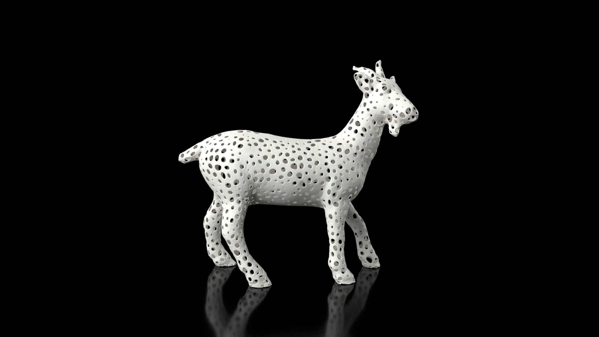 Goat Voronoi Low-poly 3D model_6