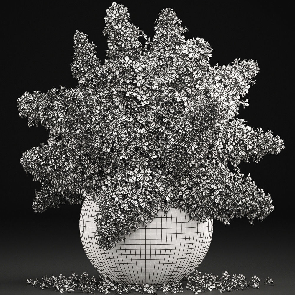 Bouquet of green lilacs in a vase 94A 3D model_7