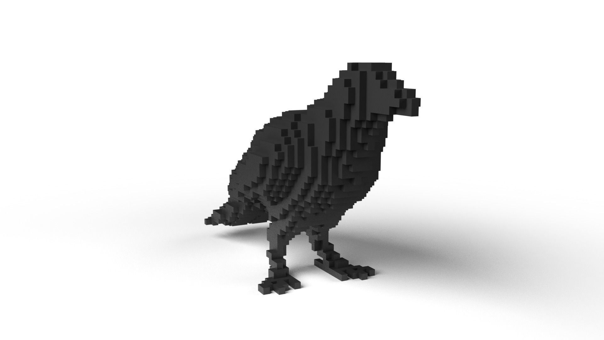 Crow Minecraft Voxel Low-poly 3D model_2