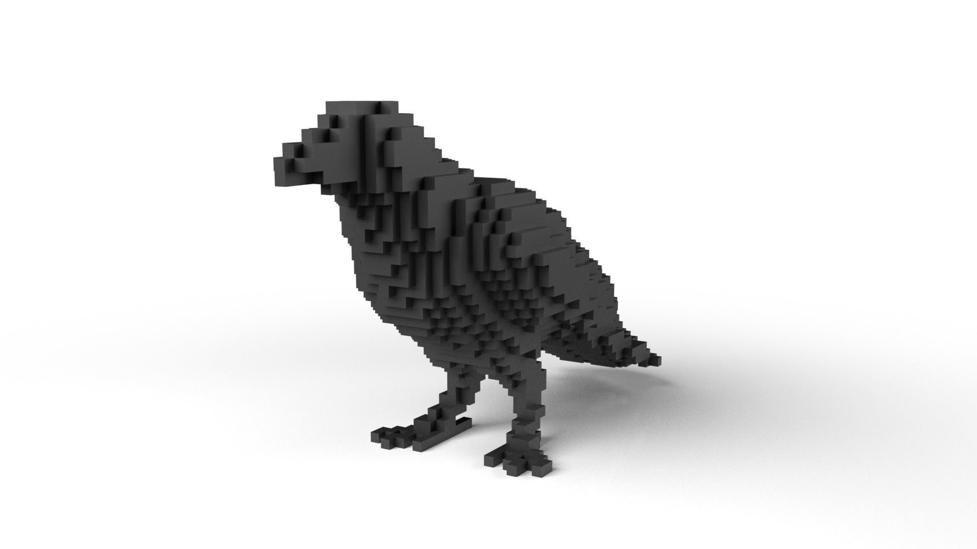 Crow Minecraft Voxel Low-poly 3D model_1