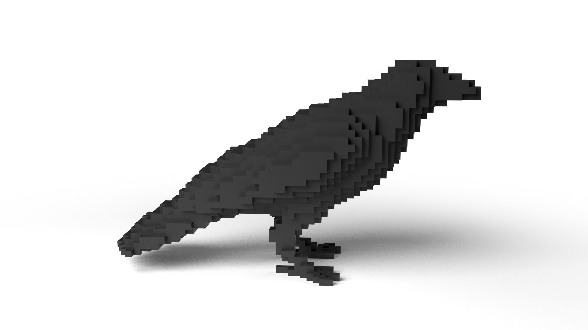 Crow Minecraft Voxel Low-poly 3D model_3