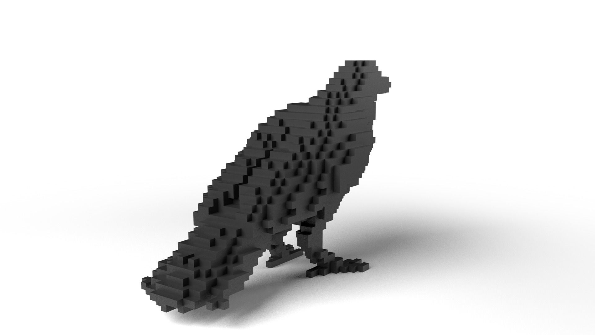 Crow Minecraft Voxel Low-poly 3D model_4