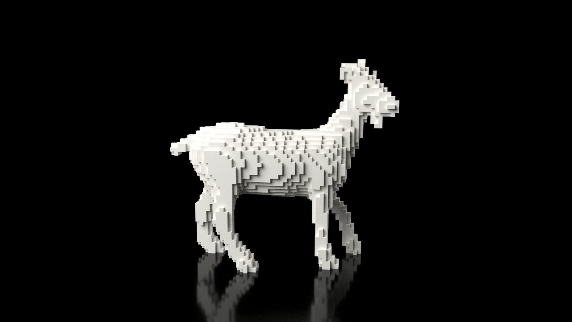 Goat Minecraft Voxel Low-poly 3D model_6