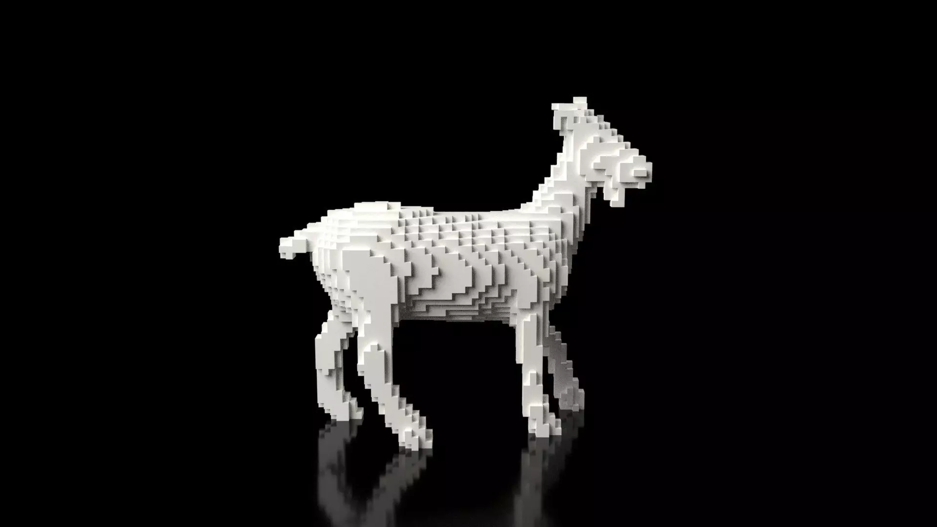 Goat Minecraft Voxel Low-poly 3D model_0