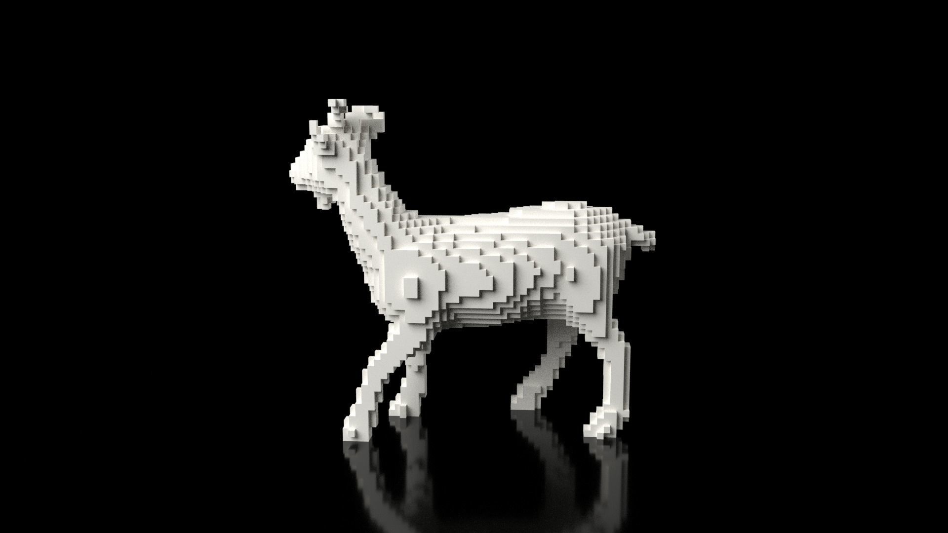 Goat Minecraft Voxel Low-poly 3D model_3