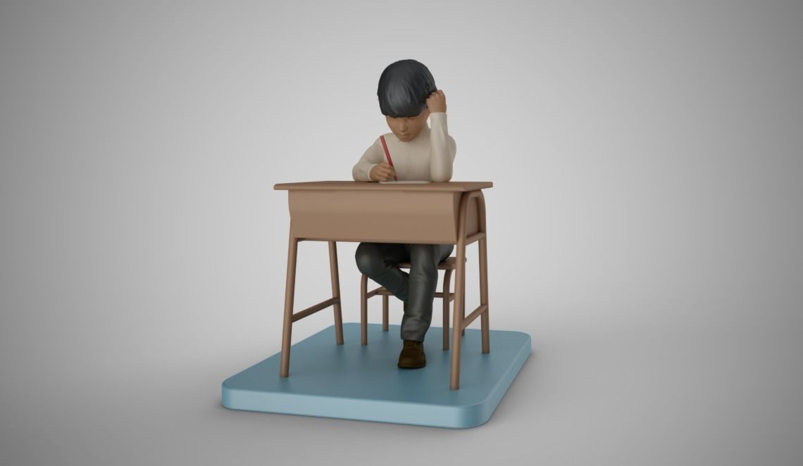 Little Boy Writing 3D print model_4