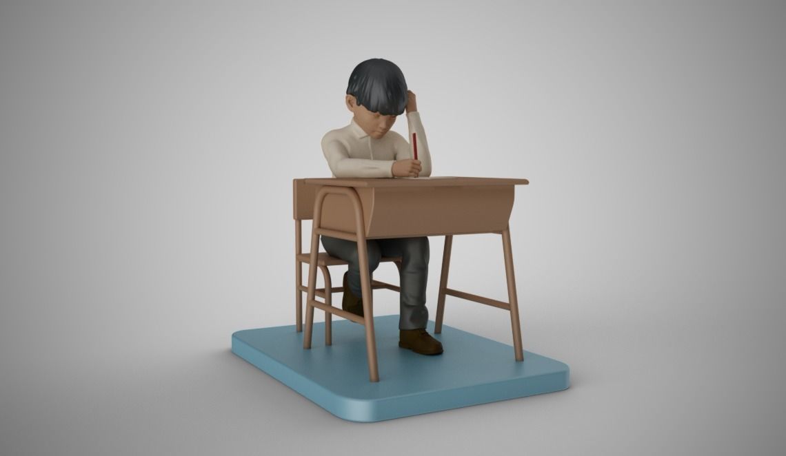 Little Boy Writing 3D print model_5