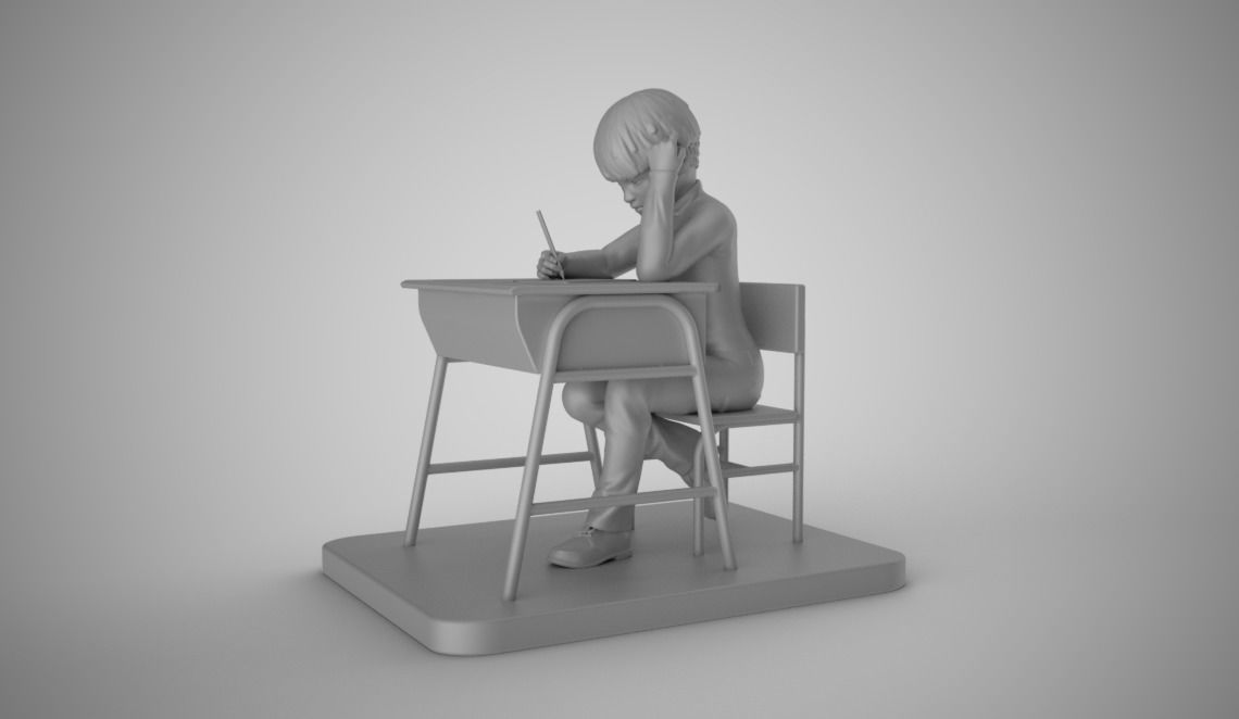 Little Boy Writing 3D print model_2