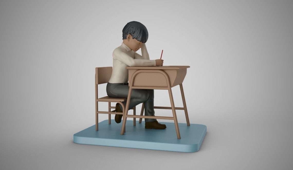 Little Boy Writing 3D print model_6