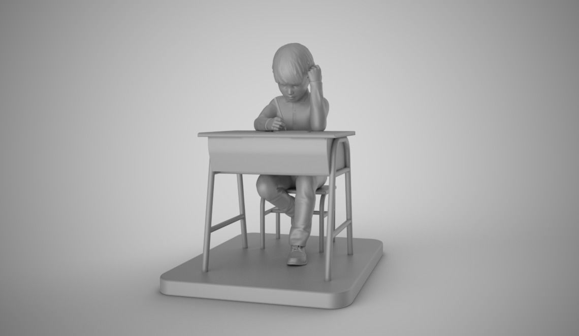 Little Boy Writing 3D print model_3
