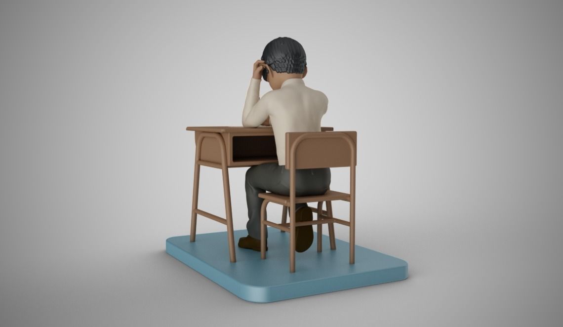 Little Boy Writing 3D print model_9