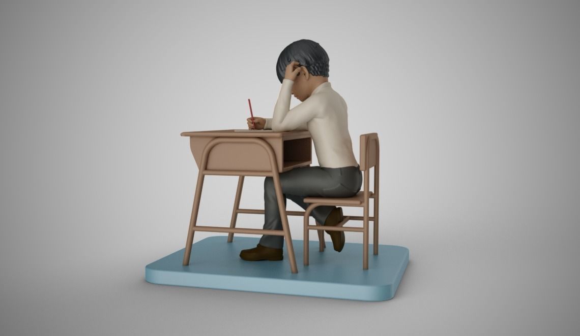 Little Boy Writing 3D print model_10