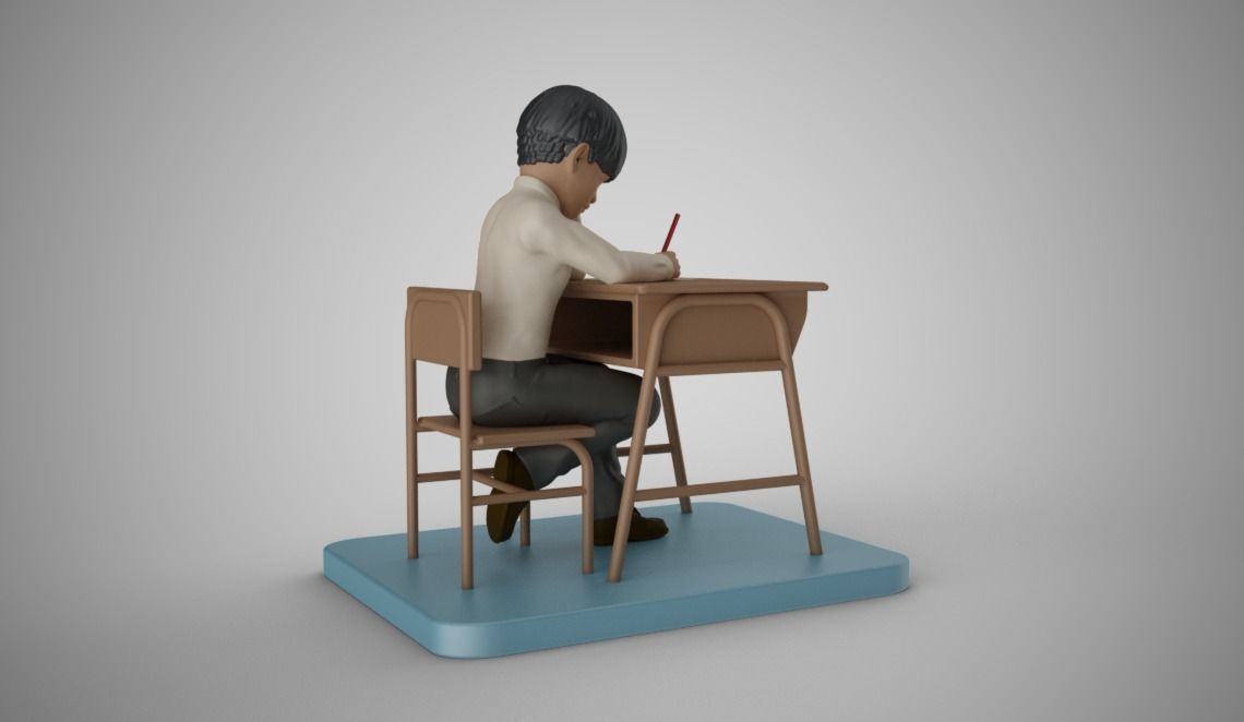 Little Boy Writing 3D print model_7