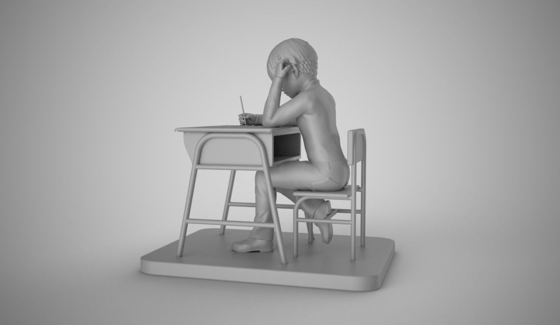 Little Boy Writing 3D print model_1