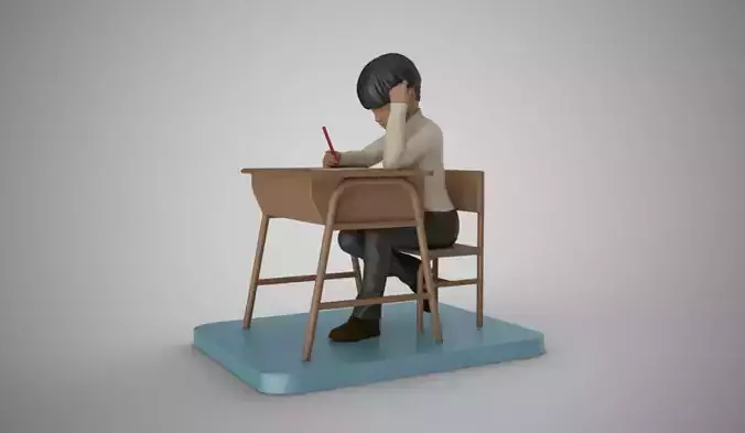Little Boy Writing 3D print model