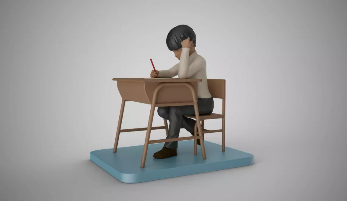 Little Boy Writing 3D print model_0