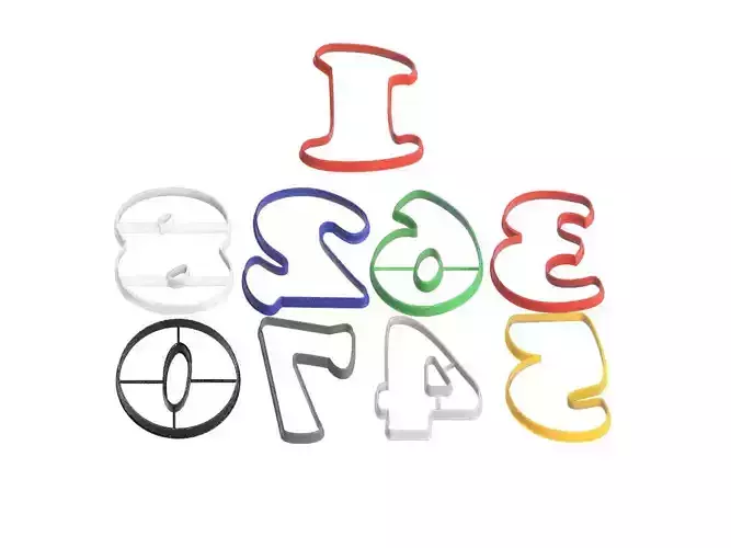Set Playful numbers cookie cutter 9 pieces
