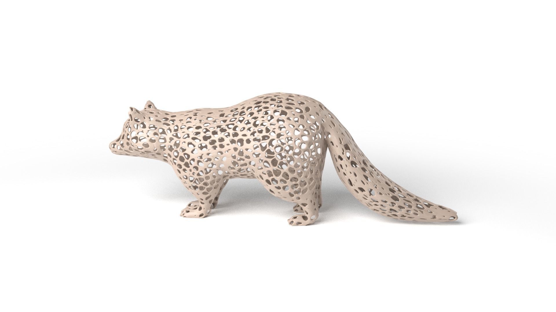 Raccoon Voronoi Low-poly 3D model_6